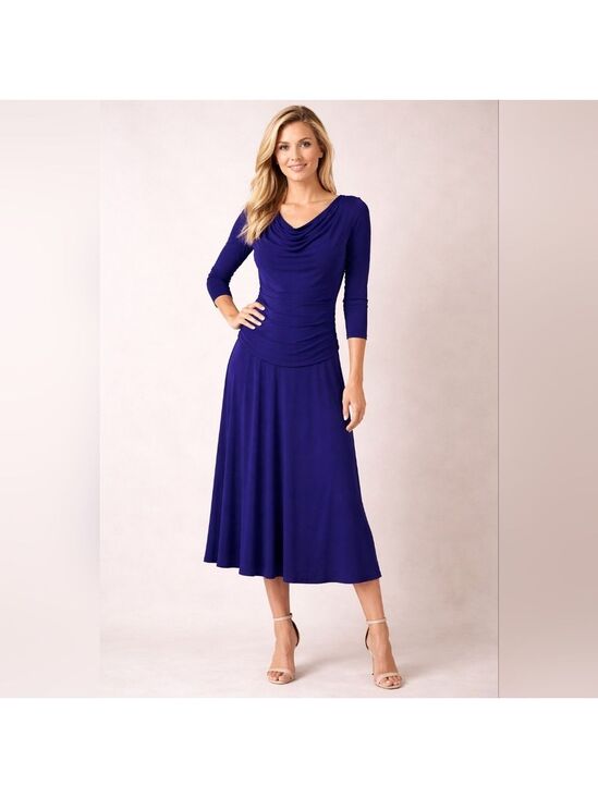 Chaps Dresses & Skirts - Womens |Chaps Royal Blue Cowl-Neck Long Sleeve Maxi Dress | C1